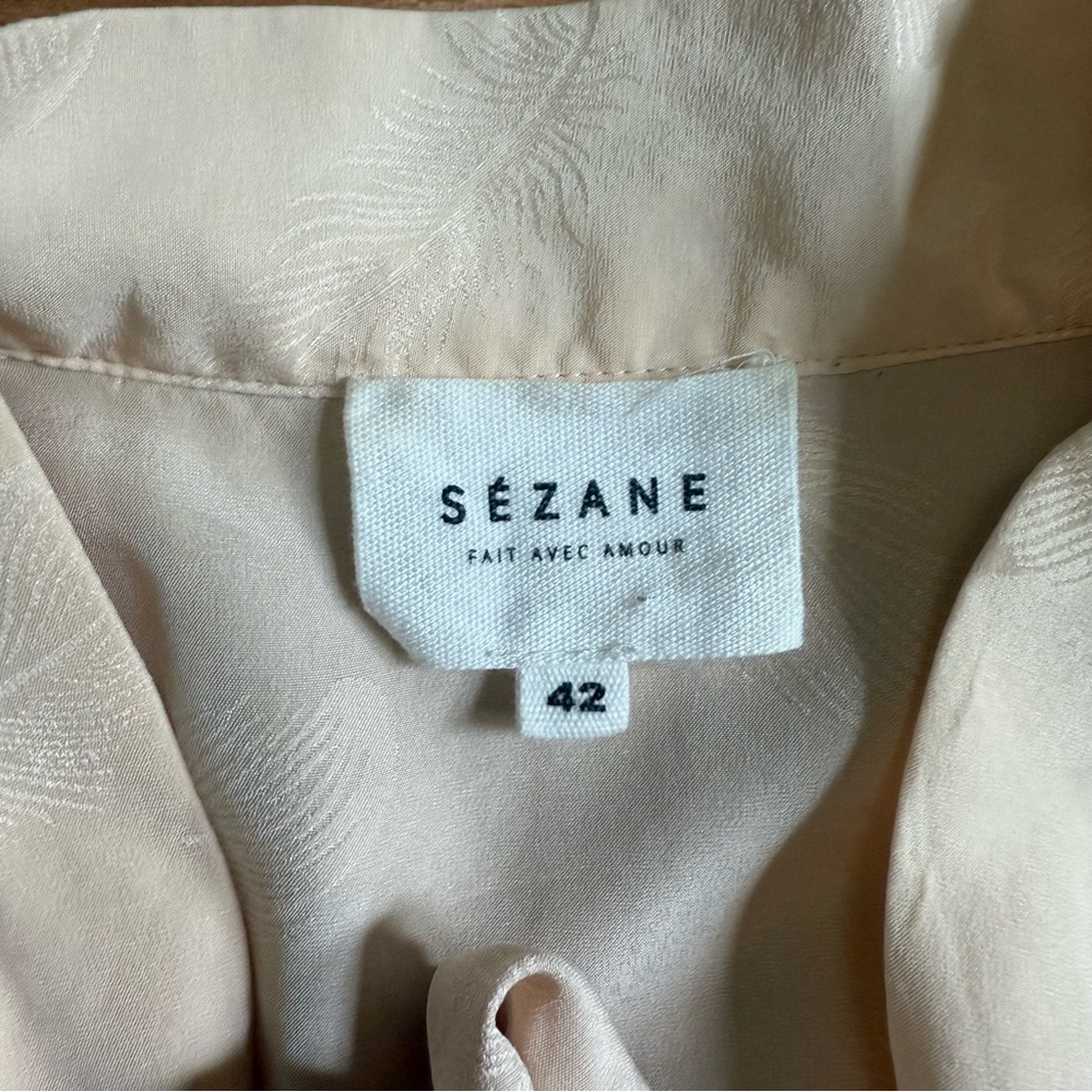 Sezane Cream Tie-Neck Blouse - Picture 3 of 7